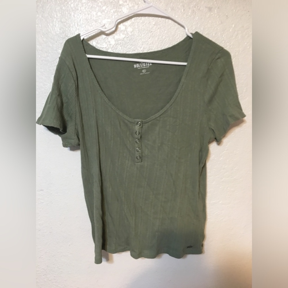 Hollister Green XL Crop Top Olive Green